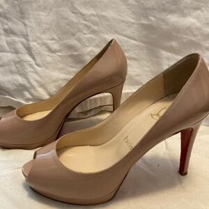 Louboutin Beige Altadama Peep Toe Pumps Size 36
